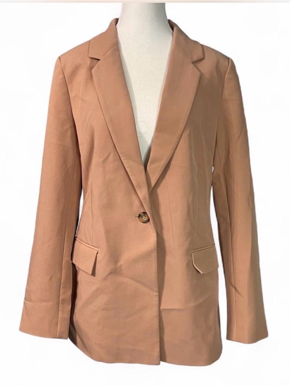 NEW W/TAG The Drop Blake Long Blazer Praline Khaki Size Medium
